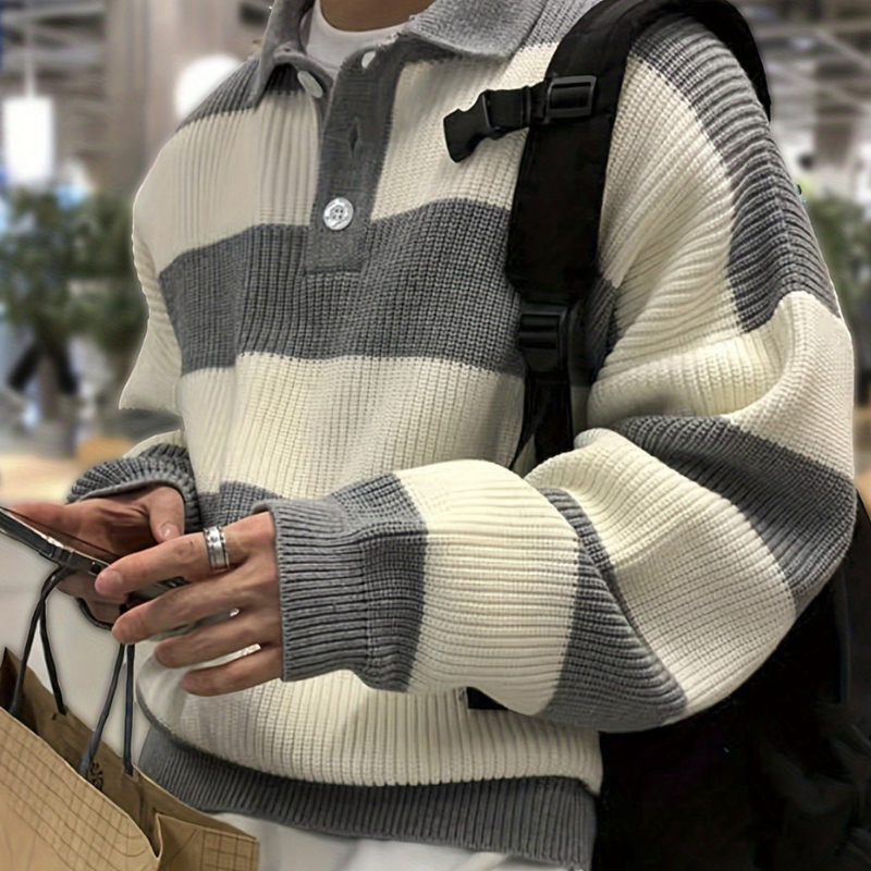 Cevori Casual Loose Fit Style Striped Jumper