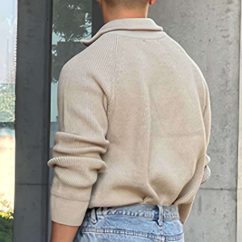 Cevori Classic Style Chunky Knit Half Zip Jumper