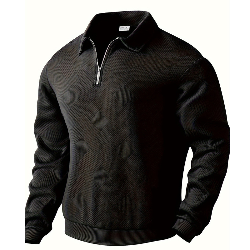 Cevori Geometric Zip & Reverse Collar Jumper