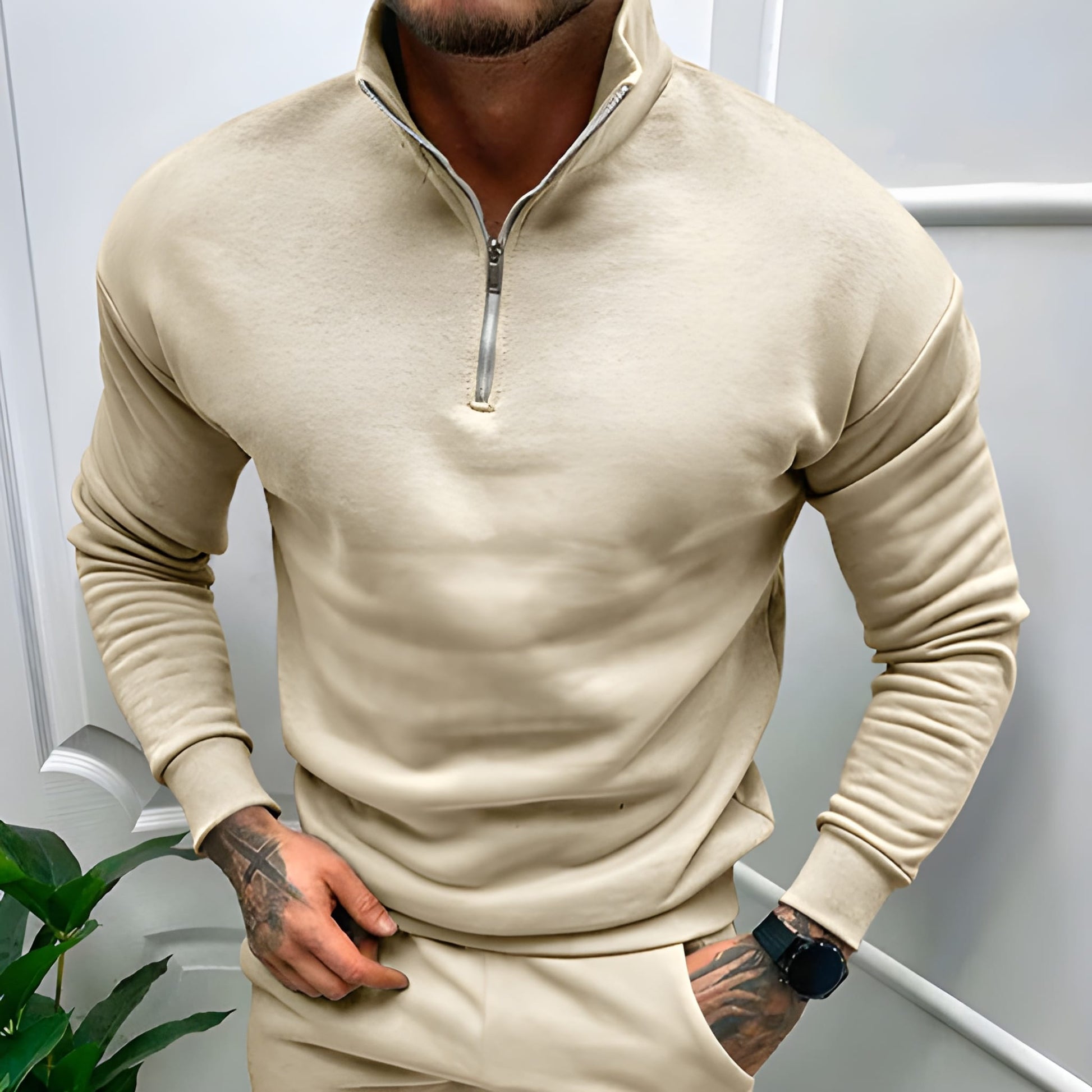 Cevori Casual Style Comfort Fit Half Zip Jumper