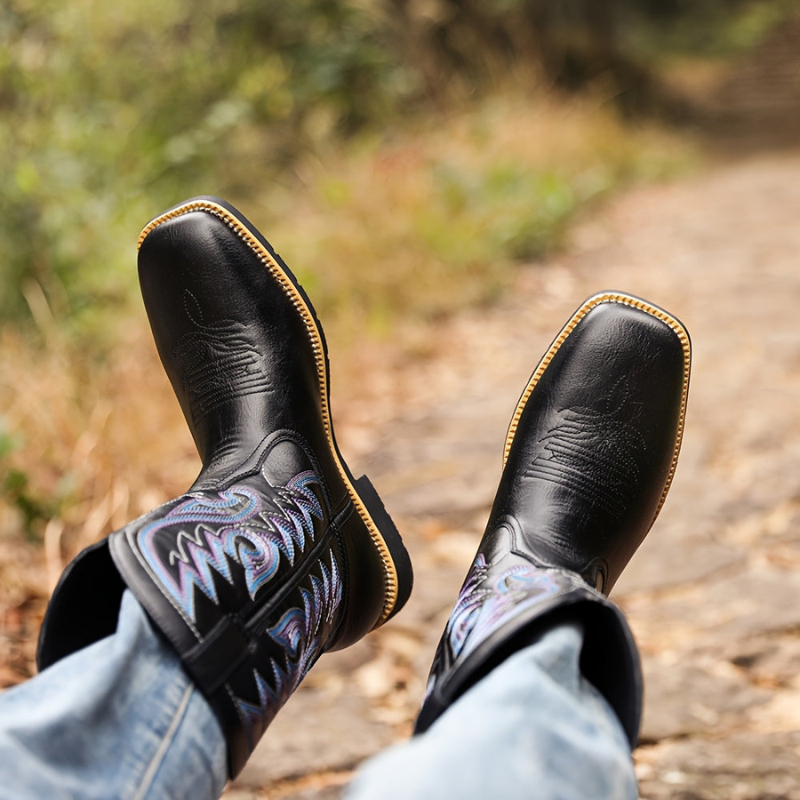 Cevori Vintage Embroidered Style Western Cowboy Boots