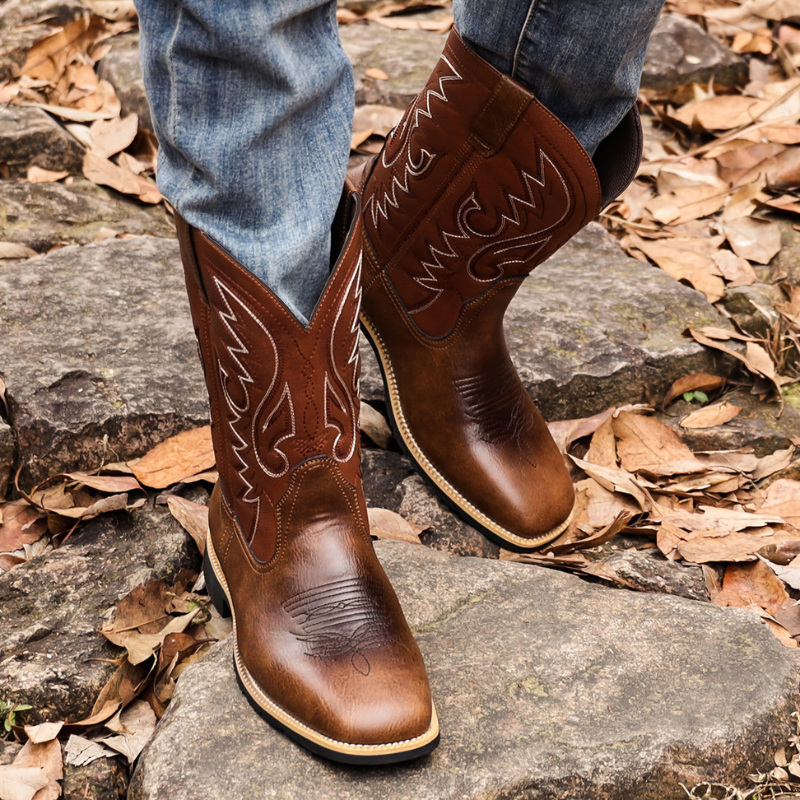 Cevori Vintage Embroidered Style Western Cowboy Boots