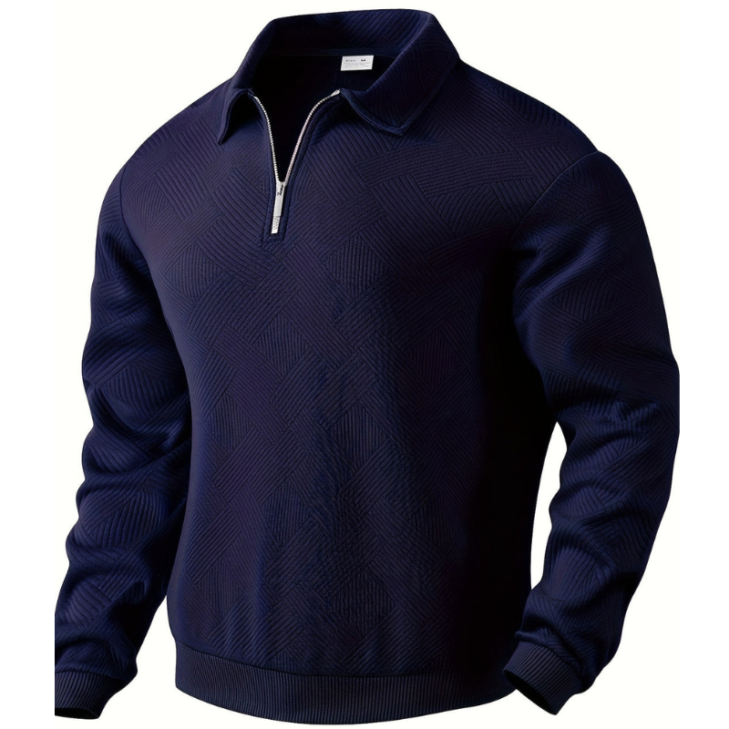 Cevori Geometric Zip & Reverse Collar Jumper
