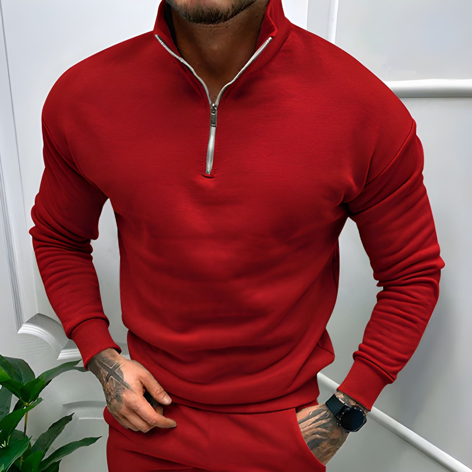 Cevori Casual Style Comfort Fit Half Zip Jumper