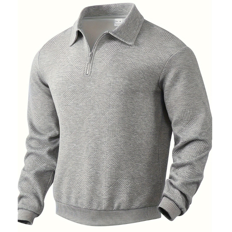 Cevori Geometric Zip & Reverse Collar Jumper