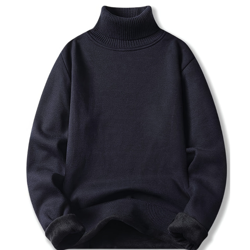 Cevori Comfort Fit Turtleneck Sweater with Rib Detail