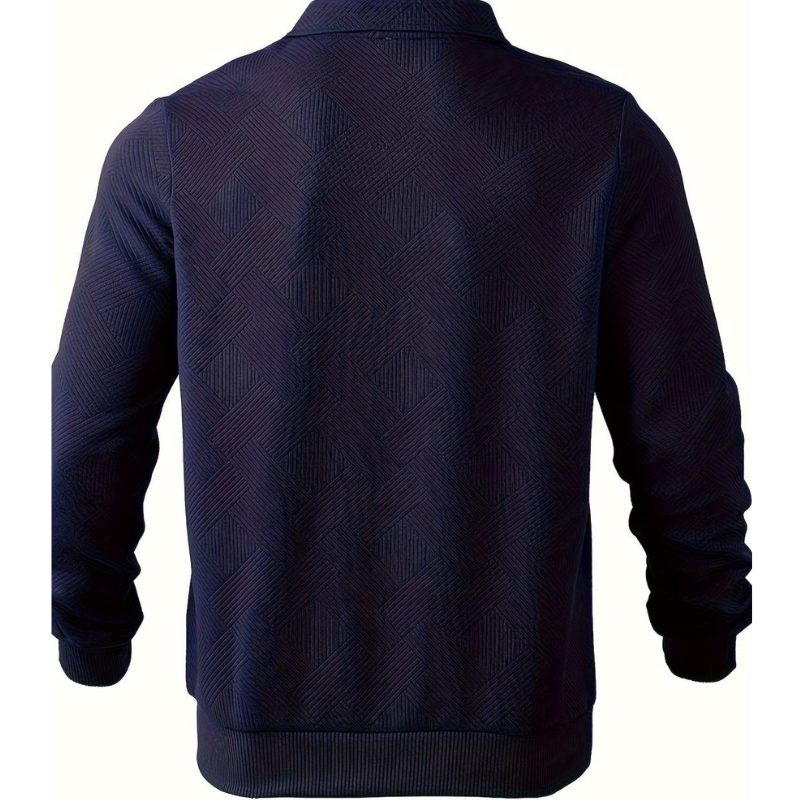 Cevori Geometric Zip & Reverse Collar Jumper