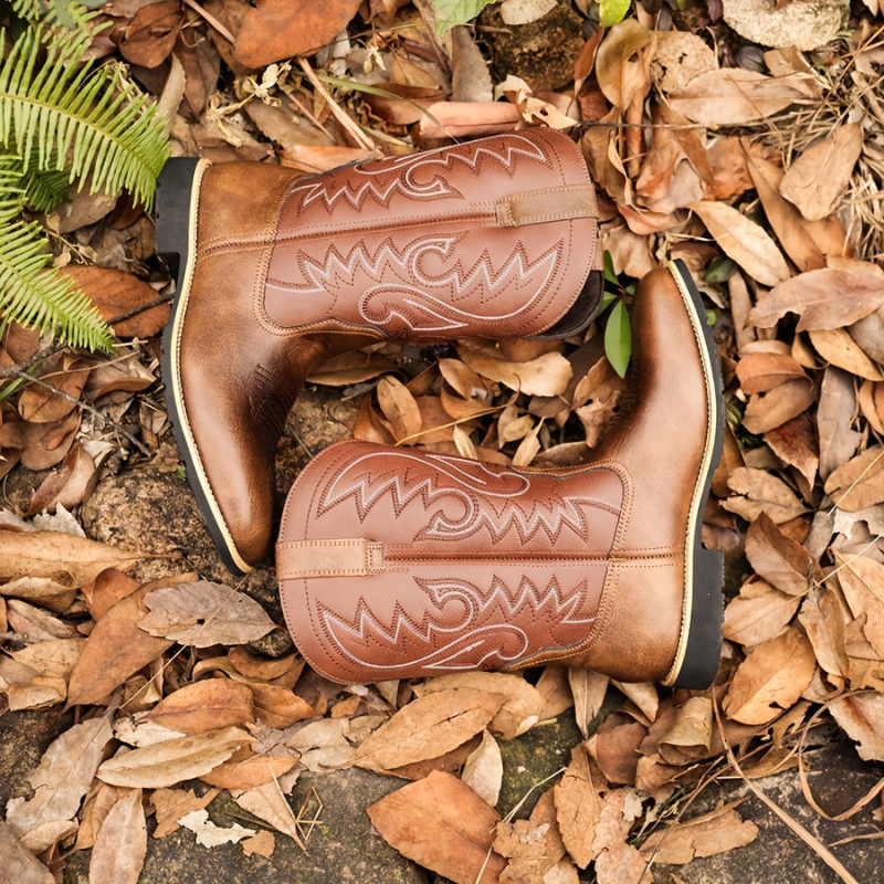 Cevori Vintage Embroidered Style Western Cowboy Boots