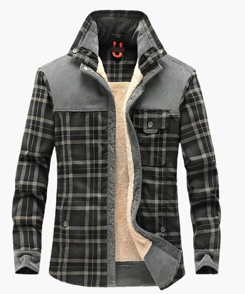 Cevori Relaxed Fit Plaid Fleece Lined Shirt Jacket