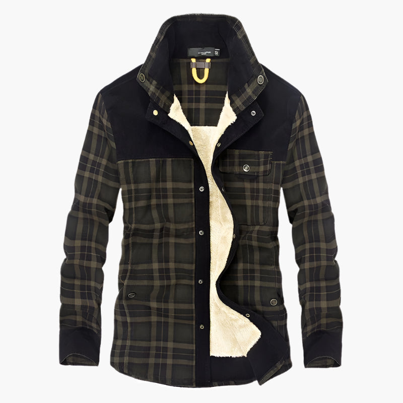 Cevori Relaxed Fit Plaid Fleece Lined Shirt Jacket