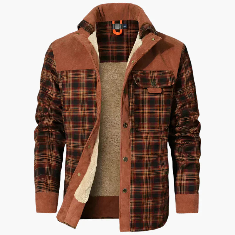Cevori Relaxed Fit Plaid Fleece Lined Shirt Jacket