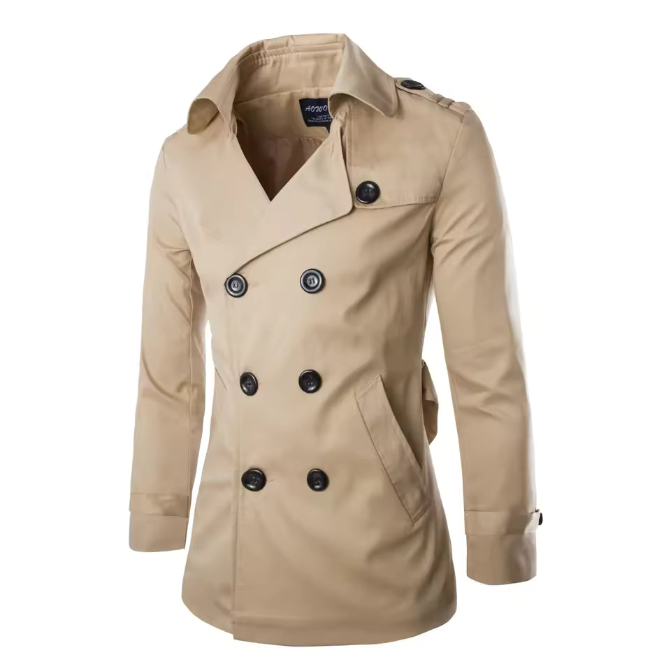 Cevori Tailored Double-Breasted Cotton Coat