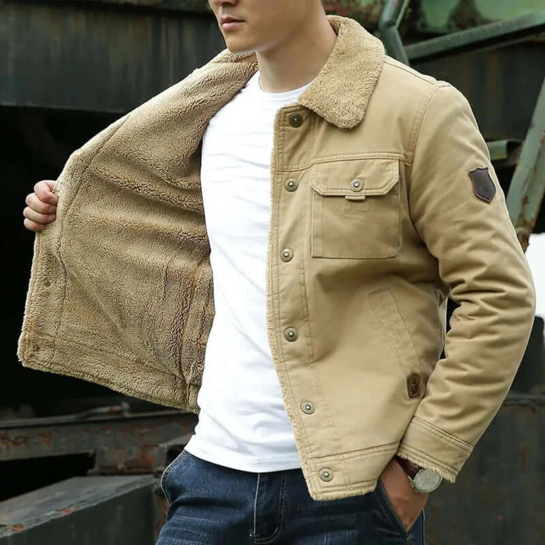 Cevori Fleece Lined Cotton Canvas Jacket