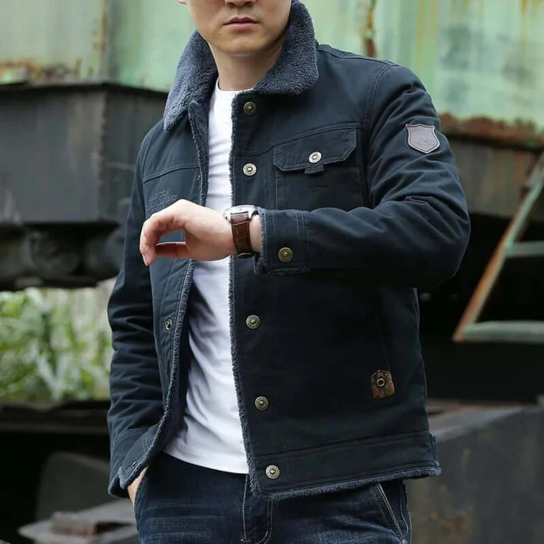 Cevori Fleece Lined Cotton Canvas Jacket