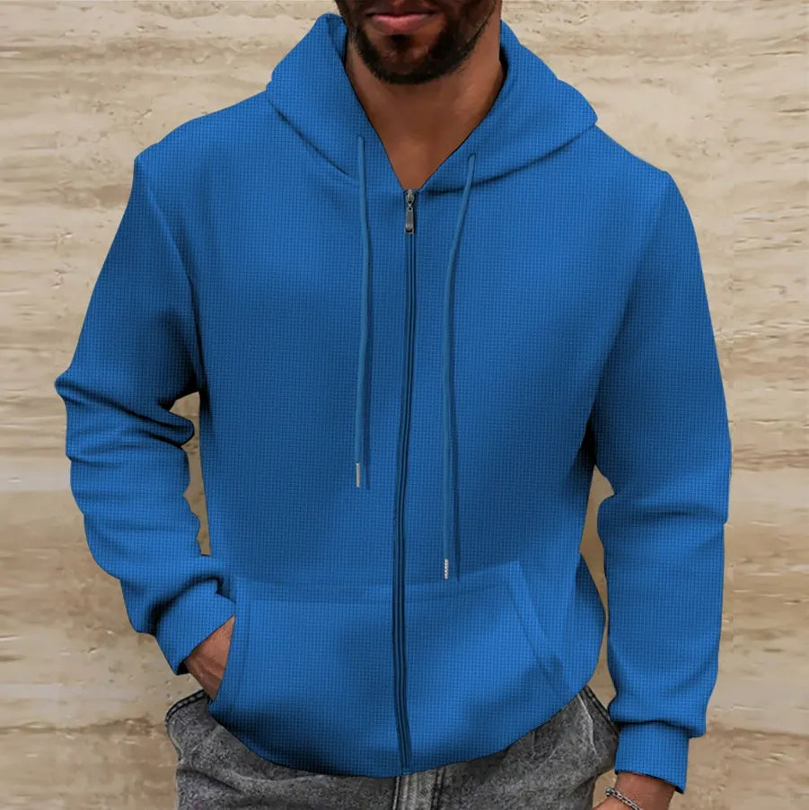 Cevori Waffle Texture Casual Hooded Jacket