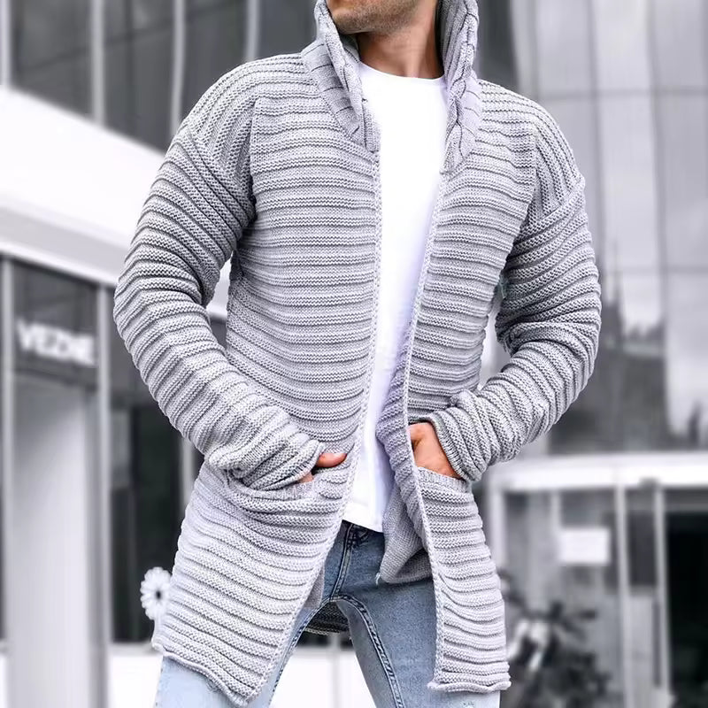 Cevori Ribbed Wool Turtleneck Knitted Cardigan
