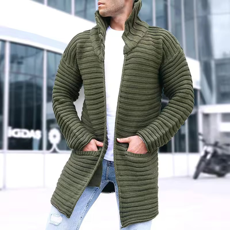Cevori Ribbed Wool Turtleneck Knitted Cardigan