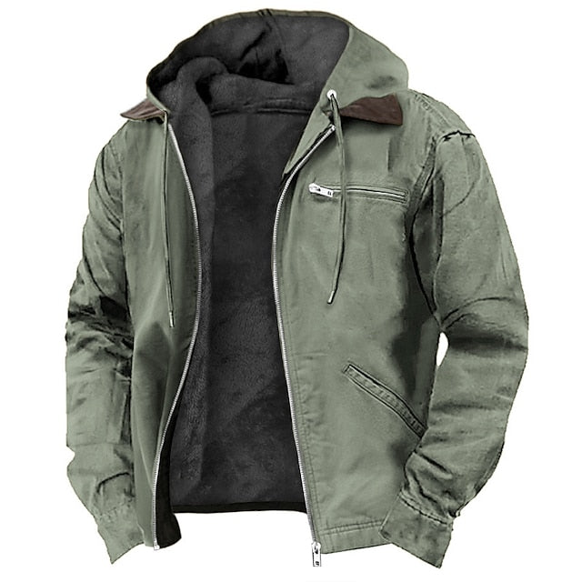 Cevori - Zip-Up Fleece Hooded Sherpa Lined Work Jacket