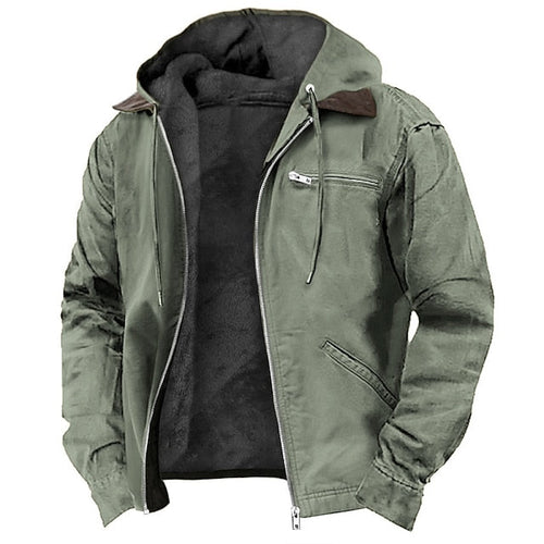 Cevori - Zip-Up Fleece Hooded Sherpa Lined Work Jacket