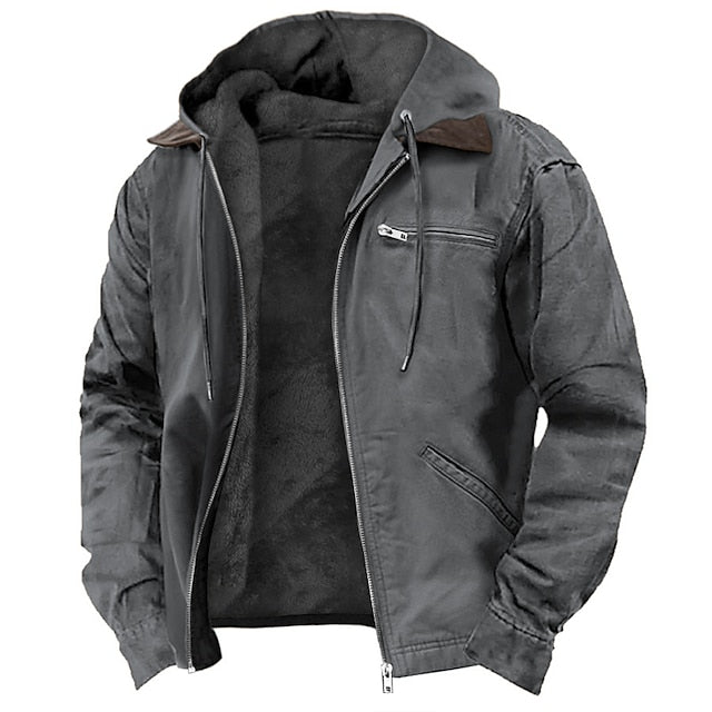 Cevori - Zip-Up Fleece Hooded Sherpa Lined Work Jacket