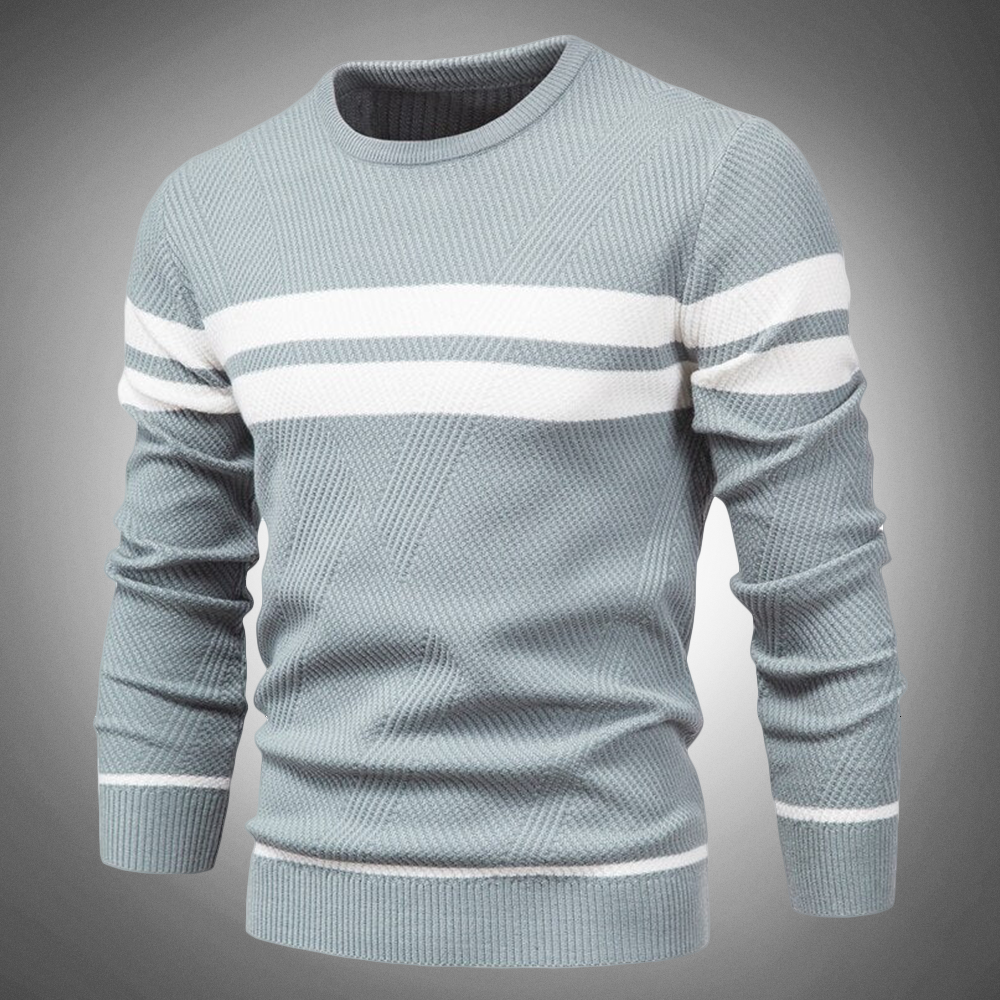 Cevori Crew Neck Textured Striped Knitted Jumper