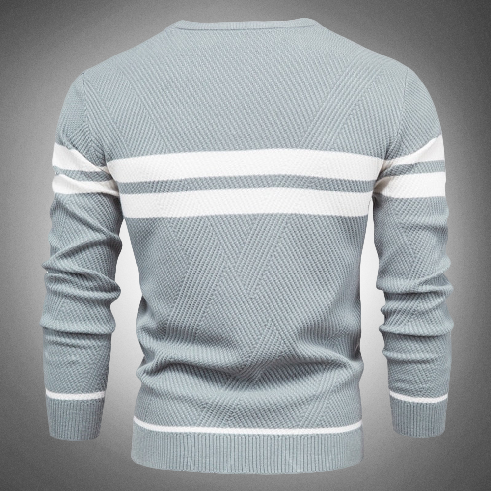 Cevori Crew Neck Textured Striped Knitted Jumper