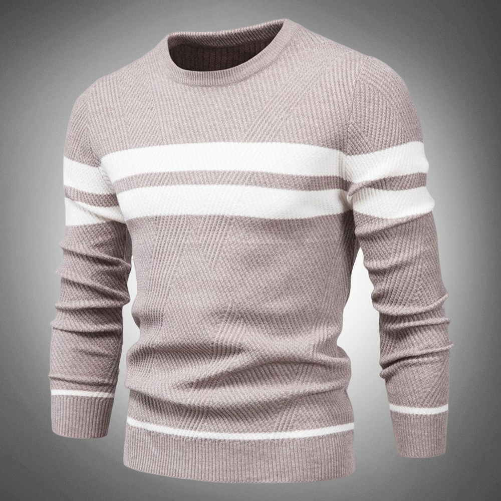 Cevori Crew Neck Textured Striped Knitted Jumper