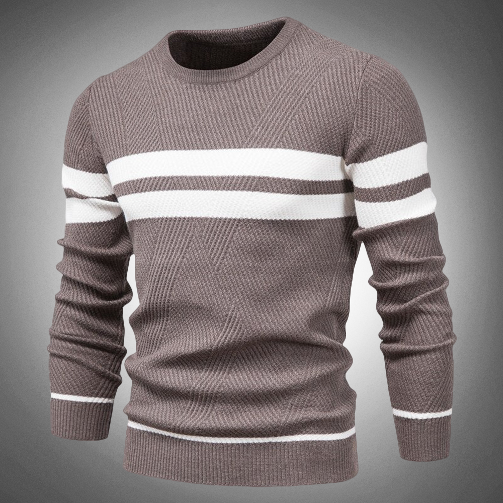 Cevori Crew Neck Textured Striped Knitted Jumper