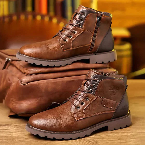 Cevori Zip-Up Lined Winter Style Leather Boots