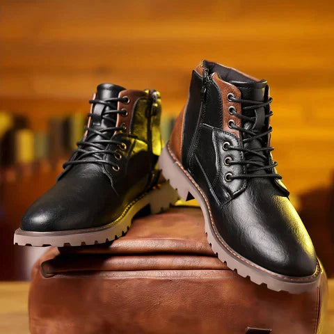 Cevori Zip-Up Lined Winter Style Leather Boots