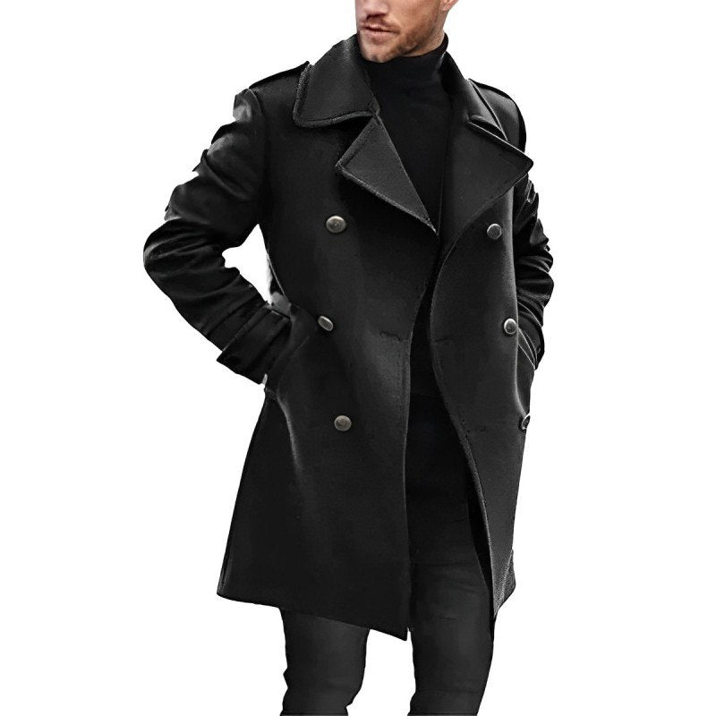 Cevori Formal Double-Breasted Mid-Length Wool Coat