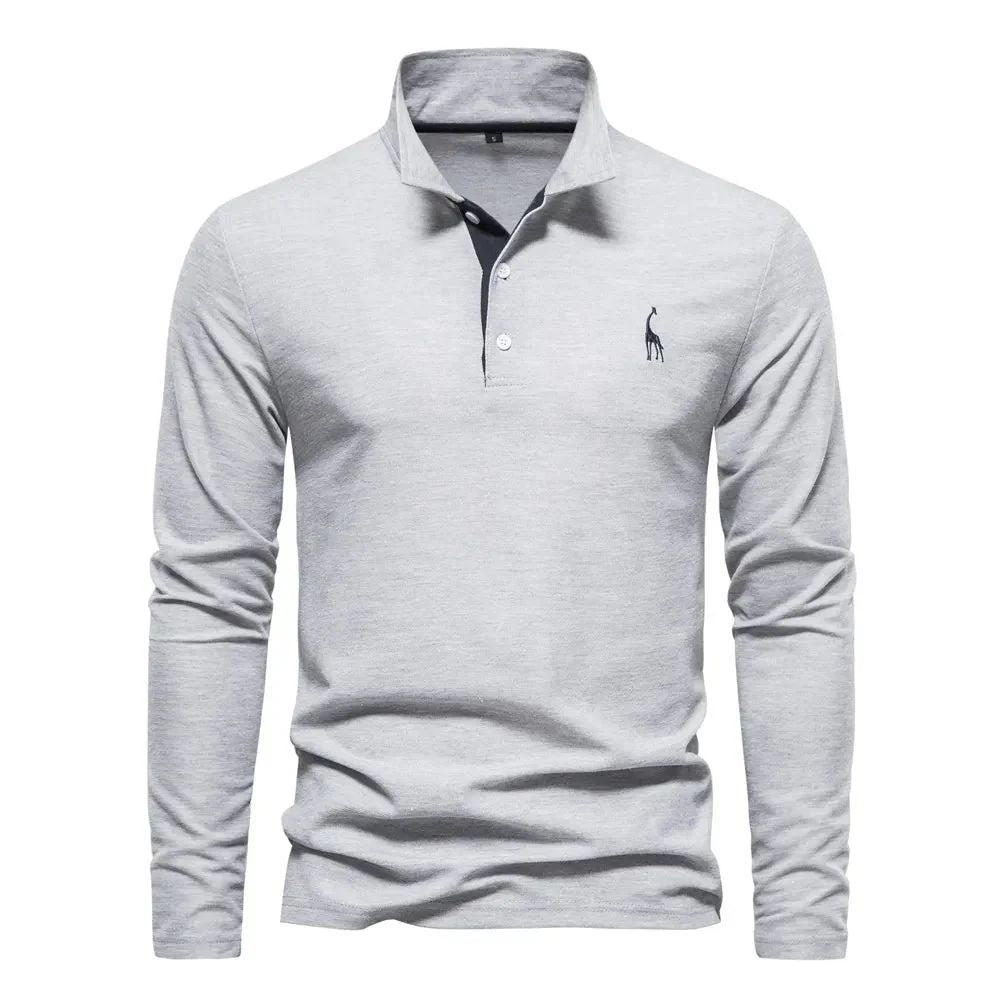 Cevori Casual Fit Long Sleeve Polo Shirt