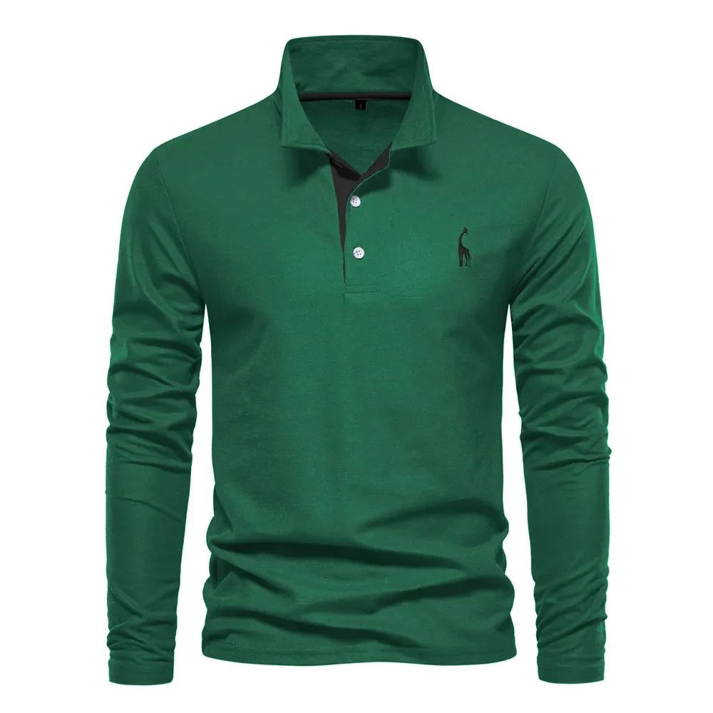 Cevori Casual Fit Long Sleeve Polo Shirt
