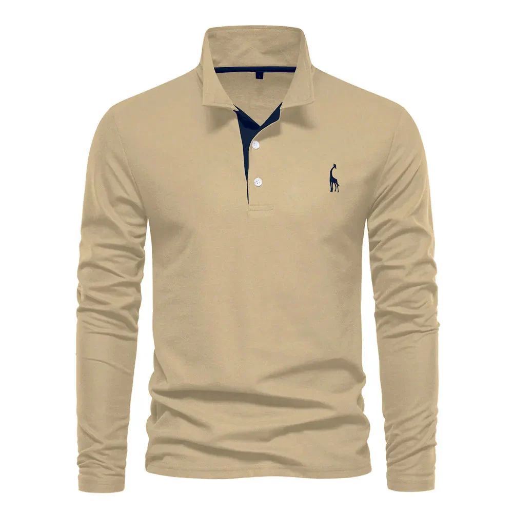 Cevori Casual Fit Long Sleeve Polo Shirt
