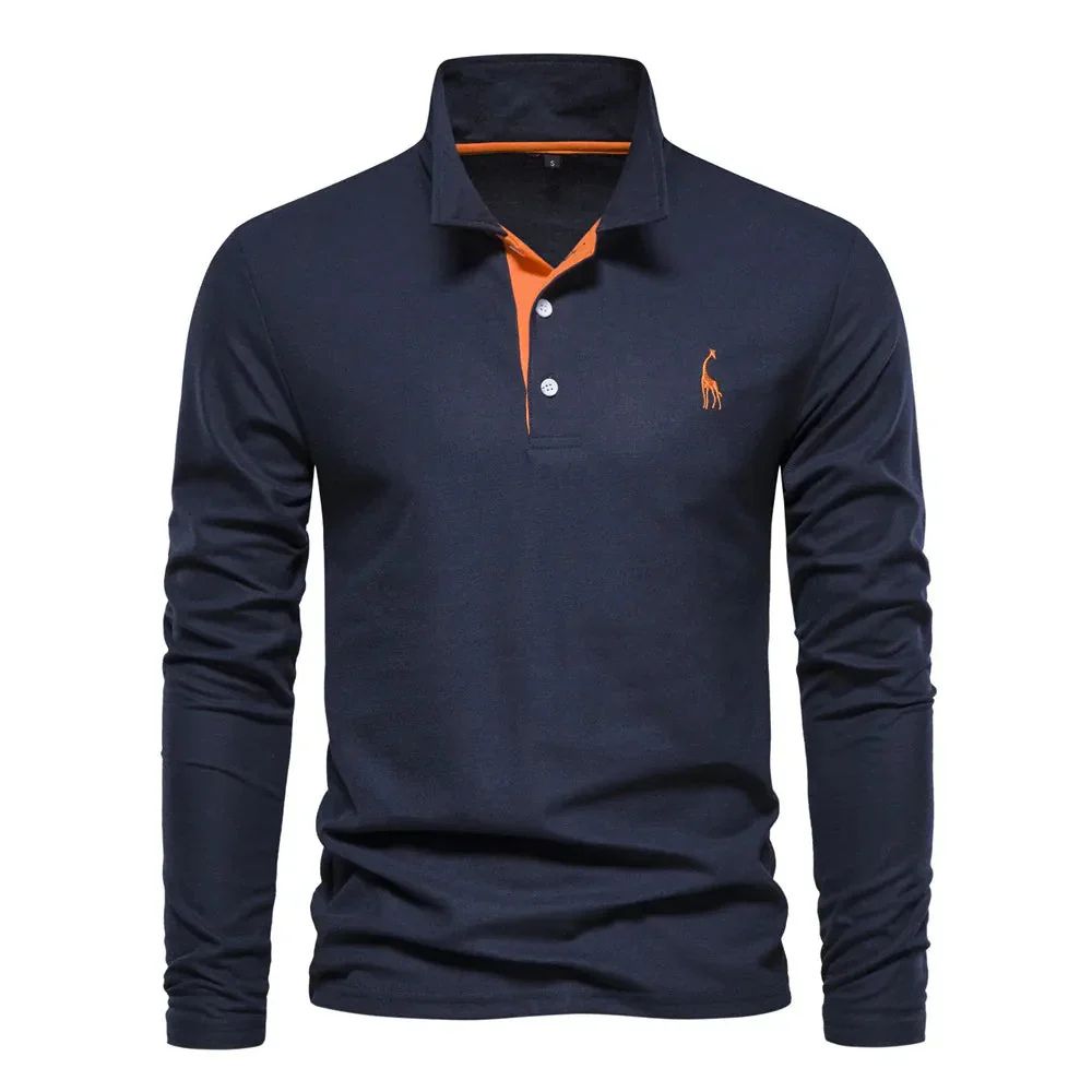 Cevori Casual Fit Long Sleeve Polo Shirt