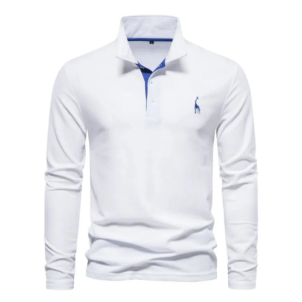 Cevori Casual Fit Long Sleeve Polo Shirt