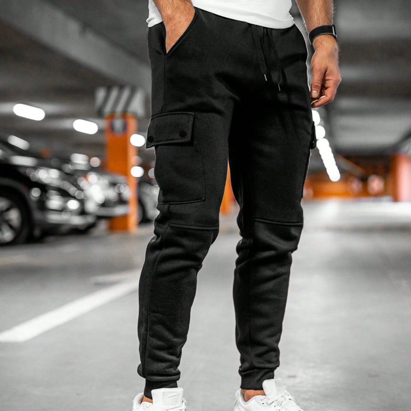 Cevori Drawstring & Cuffed Ankle Cargo Trousers