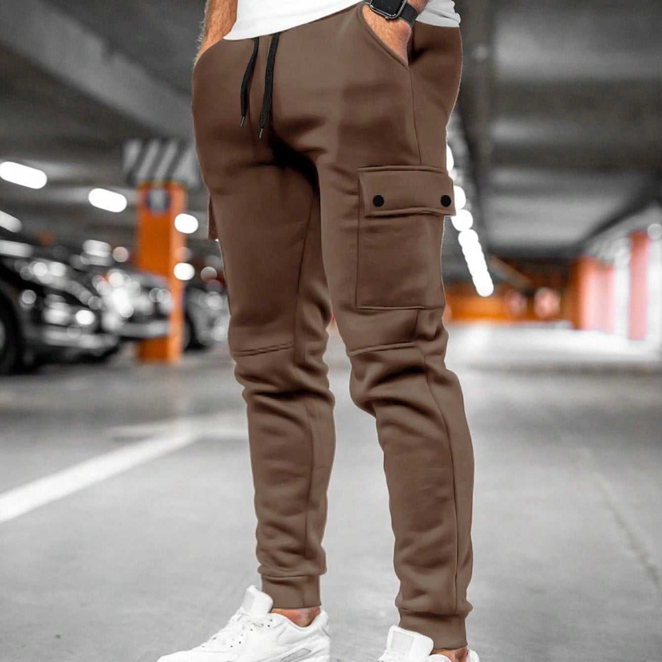 Cevori Drawstring & Cuffed Ankle Cargo Trousers