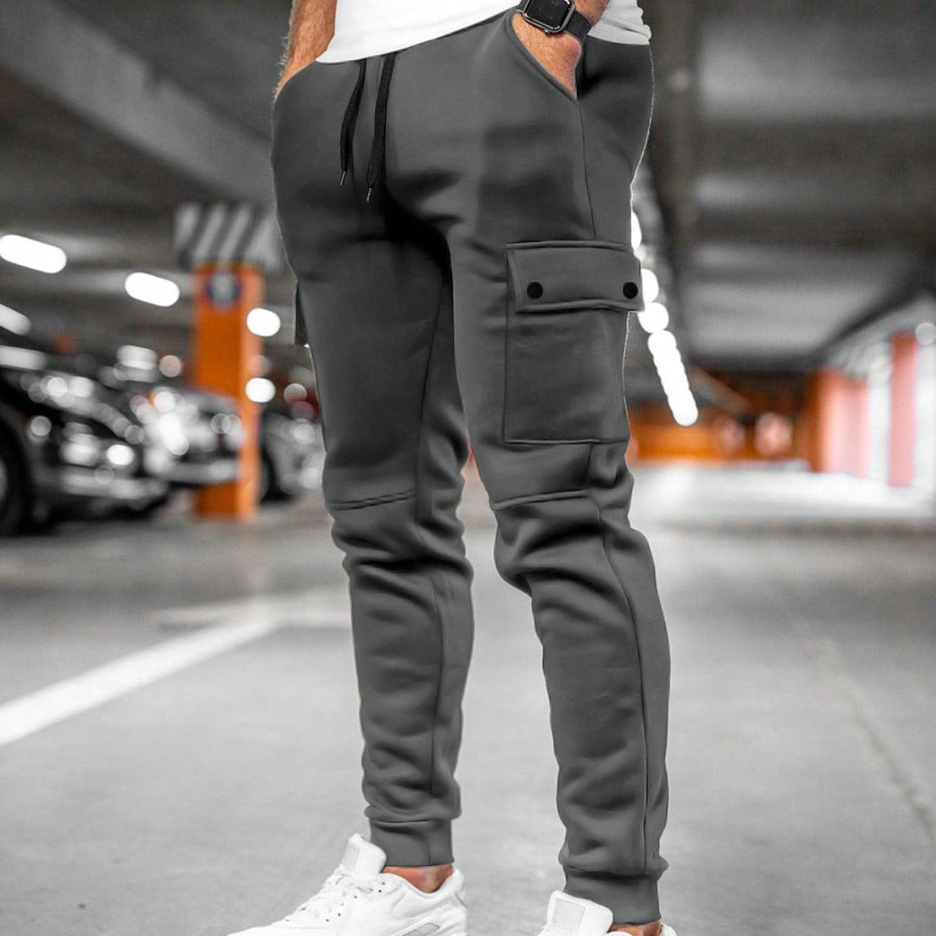Cevori Drawstring & Cuffed Ankle Cargo Trousers