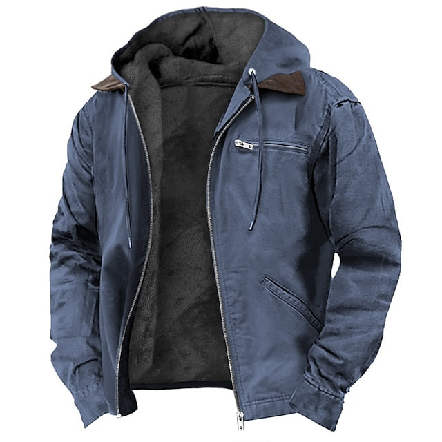 Cevori - Zip-Up Fleece Hooded Sherpa Lined Work Jacket