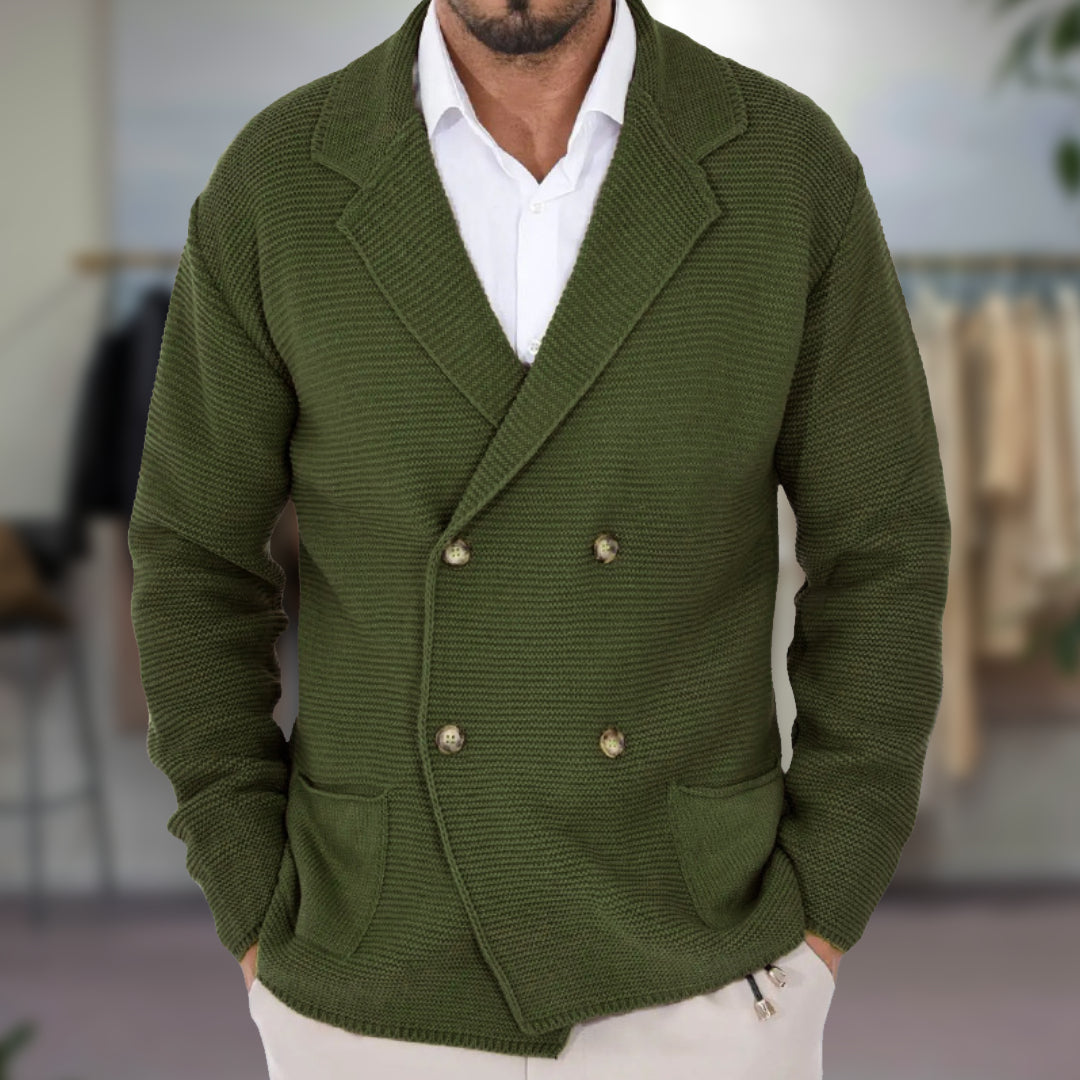 Cevori Double-Breasted Blazer Style Knit Cardigan