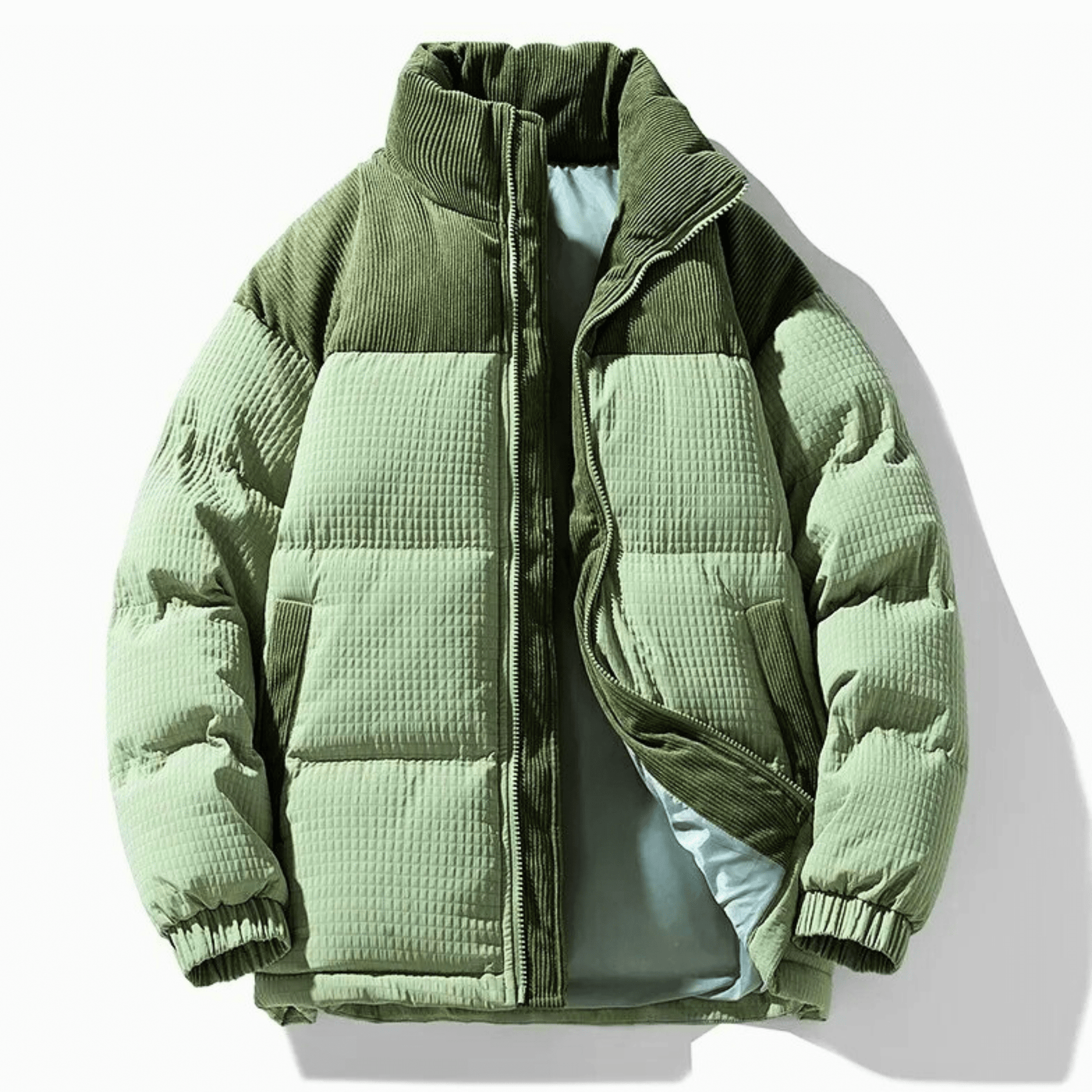 Cevori Quilted Corduroy Panels Puffer Jacket