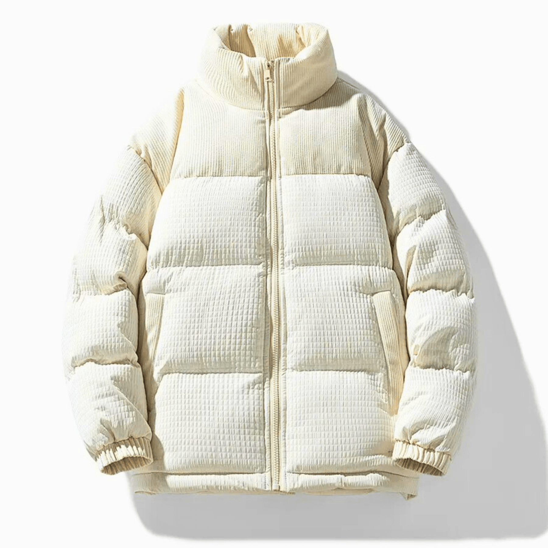 Cevori Quilted Corduroy Panels Puffer Jacket