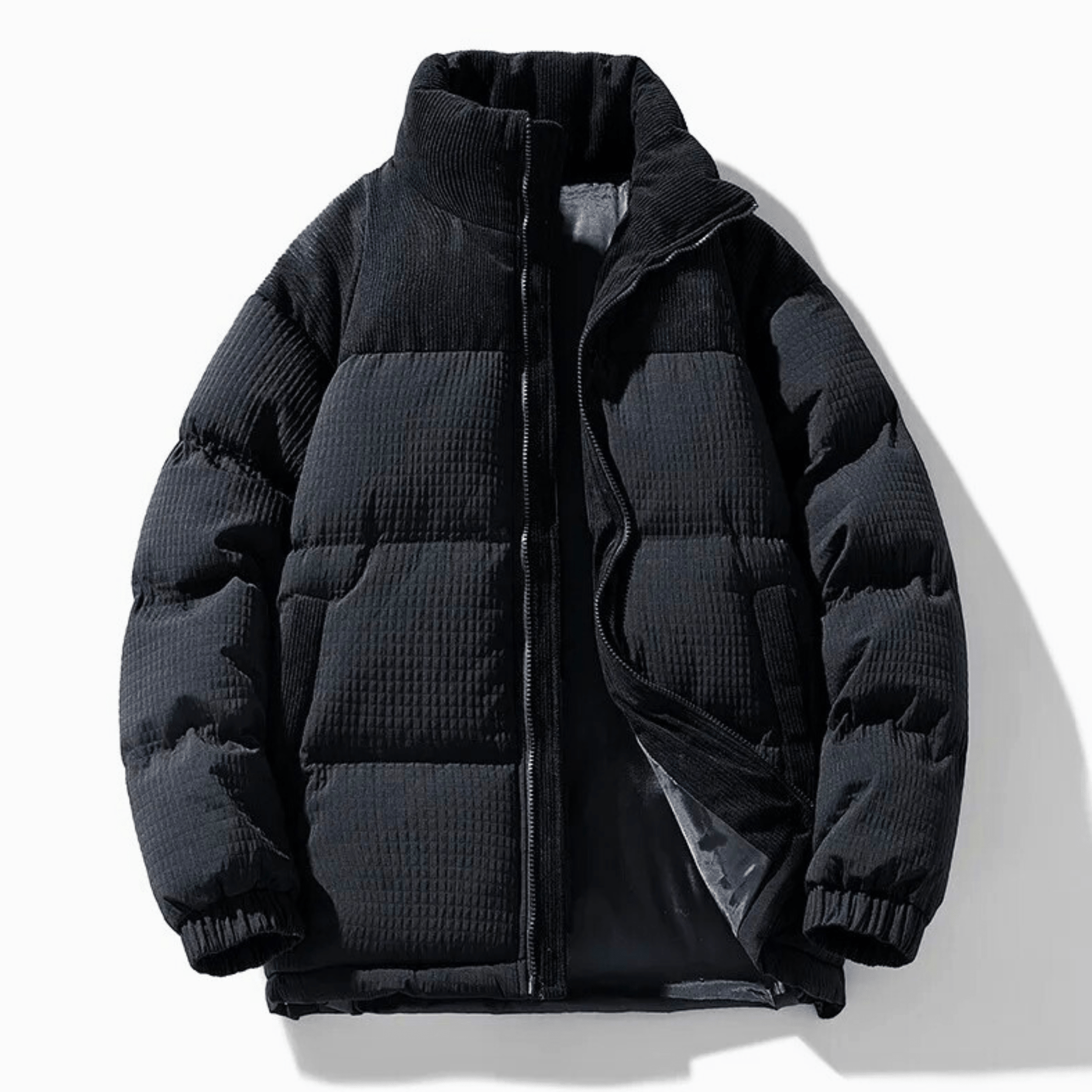 Cevori Quilted Corduroy Panels Puffer Jacket