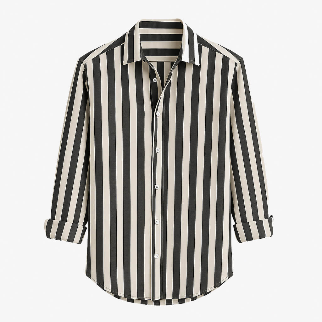 Cevori Linen Shirt Black White
